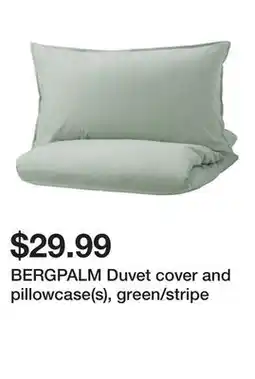 Ikea BERGPALM Duvet cover and pillowcase(s), green/stripe offer