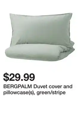 Ikea BERGPALM Duvet cover and pillowcase(s), green/stripe offer