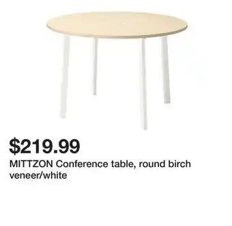 Ikea MITTZON Conference table, round birch veneer/white offer