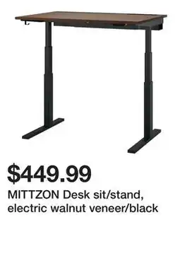 Ikea MITTZON Desk sit/stand, electric walnut veneer/black offer