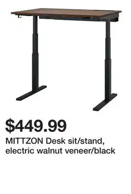 Ikea MITTZON Desk sit/stand, electric walnut veneer/black offer