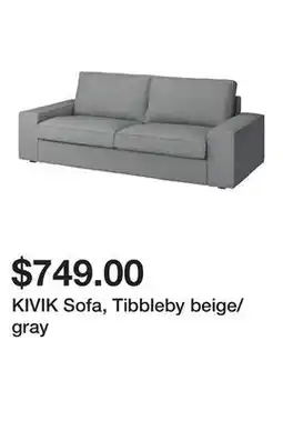 Ikea KIVIK Sofa, Tibbleby beige/gray offer