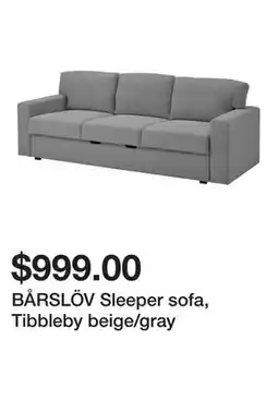 Ikea BÅRSLÖV Sleeper sofa, Tibbleby beige/gray offer