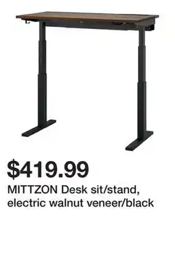 Ikea MITTZON Desk sit/stand, electric walnut veneer/black offer