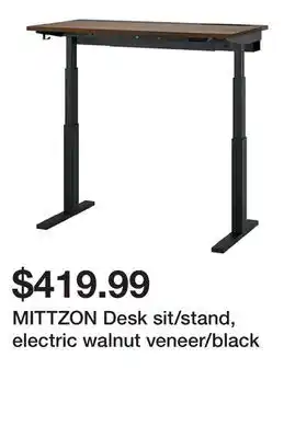 Ikea MITTZON Desk sit/stand, electric walnut veneer/black offer