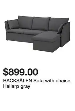 Ikea BACKSÄLEN Sofa with chaise, Hallarp gray offer