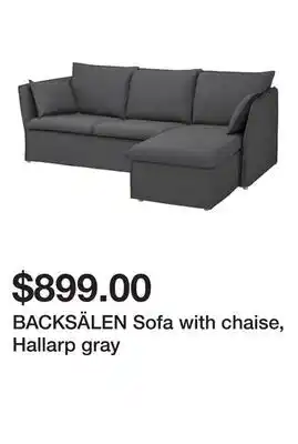 Ikea BACKSÄLEN Sofa with chaise, Hallarp gray offer