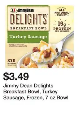 Wegmans Jimmy Dean Delights Breakfast Bowl, Turkey Sausage, Frozen, 7 oz Bowl offer