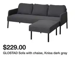 Ikea GLOSTAD Sofa with chaise, Knisa dark gray offer