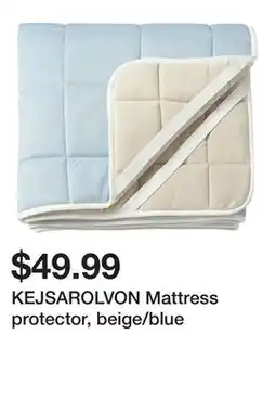 Ikea KEJSAROLVON Mattress protector, beige/blue offer