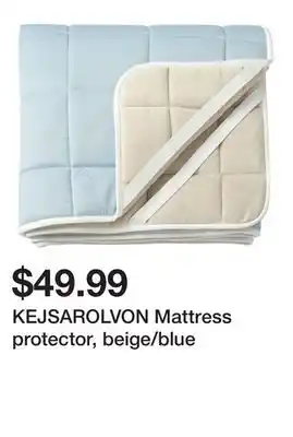 Ikea KEJSAROLVON Mattress protector, beige/blue offer