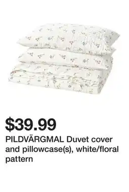 Ikea PILDVÄRGMAL Duvet cover and pillowcase(s), white/floral pattern offer