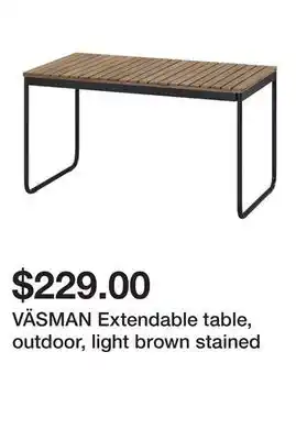 Ikea VÄSMAN Extendable table, outdoor, light brown stained offer