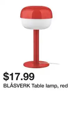 Ikea BLÅSVERK Table lamp, red offer
