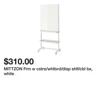 Ikea MITTZON Frm w cstrs/whtbrd/disp shlf/cbl bx, white offer