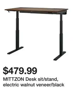 Ikea MITTZON Desk sit/stand, electric walnut veneer/black offer
