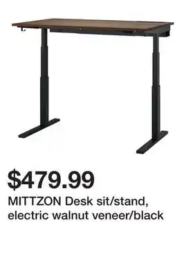 Ikea MITTZON Desk sit/stand, electric walnut veneer/black offer