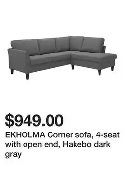 Ikea EKHOLMA Corner sofa, 4-seat with open end, Hakebo dark gray offer