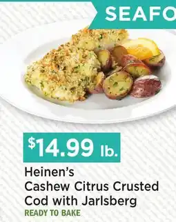 Heinen's Heinen's Cashew Citrus Crusted Cod with Jarlsberg READY TO BAKE offer