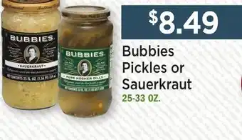 Heinen's Bubbies Pickles or Sauerkraut offer