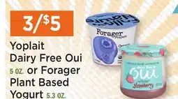 Heinen's Yoplait Dairy Free Oui 5 OZ. or Forager Plant Based Yogurt 5.3 OZ offer