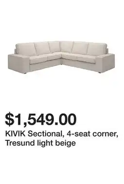 Ikea KIVIK Sectional, 4-seat corner, Tresund light beige offer