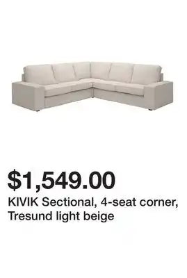 Ikea KIVIK Sectional, 4-seat corner, Tresund light beige offer