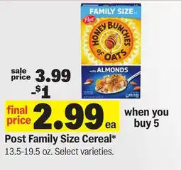 Meijer Post Family Size Cereal offer