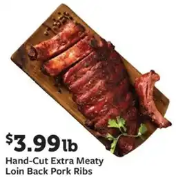 Fareway Hand-cut extra meaty loin back pork ribs offer