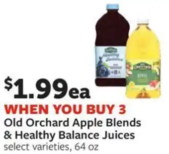 Fareway Old orchard apple blends & healthy balance juices offer