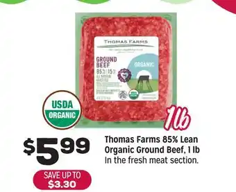 Grocery Outlet Thomas Farms 85% Lean Organic Ground Beef, 1 lb offer