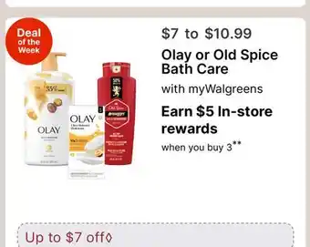 Walgreens Olay or Old Spice Bath Care offer