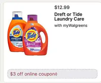 Walgreens Dreft or Tide Laundry Care offer