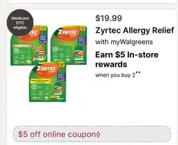 Walgreens Zyrtec Allergy Relief offer
