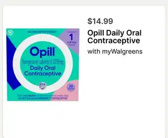 Walgreens Opill Daily Oral Contraceptive offer