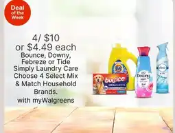 Walgreens Bounce, Downy, Febreze or Tide Simply Laundry Care offer