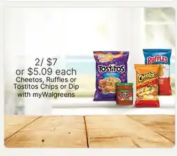Walgreens Cheetos, Ruffles or Tostitos Chips or Dip offer