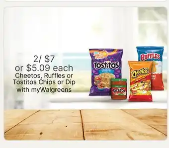 Walgreens Cheetos, Ruffles or Tostitos Chips or Dip offer