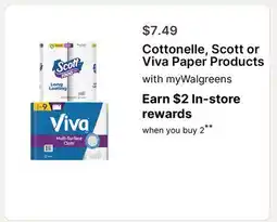 Walgreens Cottonelle, Scott or Viva Paper Products offer