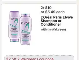 Walgreens L' Oréal Paris Elvive Shampoo or Conditioner offer
