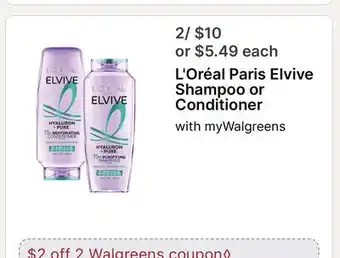 Walgreens L' Oréal Paris Elvive Shampoo or Conditioner offer