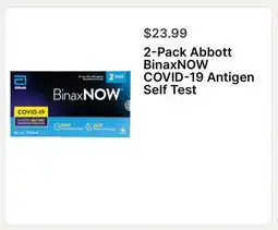 Walgreens 2-Pack Abbott BinaxNOW COVID-19 Antigen Self Test offer