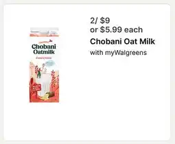 Walgreens Chobani Oat Milk offer
