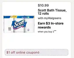 Walgreens Scott Bath Tissue offer