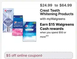 Walgreens Crest Teeth Whitening Products offer