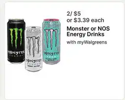Walgreens Monster or NOS Energy Drinks offer