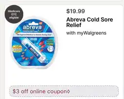 Walgreens Abreva Cold Sore Relief offer