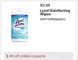 Walgreens Lysol Disinfecting Wipes offer