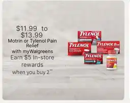 Walgreens Motrin or Tylenol Pain Relief offer