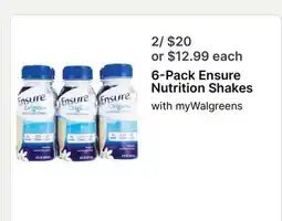 Walgreens 6-Pack Ensure Nutrition Shakes offer